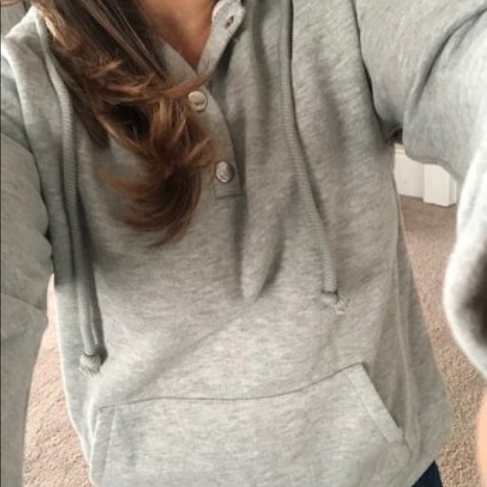 Half button up hoodie kangaroo pocket gray - Picture 3 of 3
